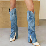 Denim Stitching Women's Pointed Toe Boots