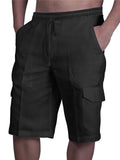 Drawstring Solid Color Shorts With Pockets