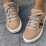 Non Slip Women's Round Head Lace Up Canvas Loafers