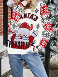 Santa Claus Embroidery Round Neck Pullover Women Knitted Sweater for Christmas Party