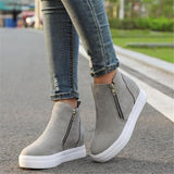 Comfortable Side Zipper Platform Wedge Heel Suede Shoes