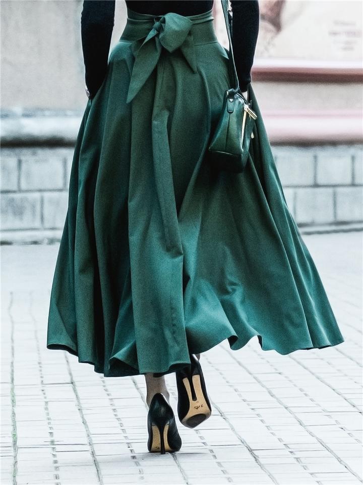 Fashion Elegant Bowknot Pleated A-Line Skirt