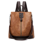 Simple Design PU Leather Zipper Travel Backpack