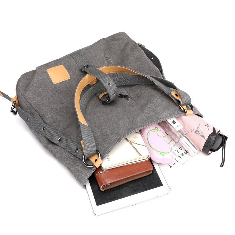 Women's Fashion Canvas Handbag Vintage Multifunction Backpack
