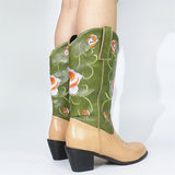 Fashion Contrast Color Mid Calf Boots