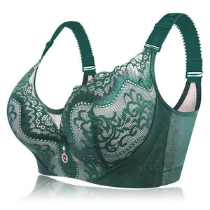 Plus Size Push Up Side Support Lace Bras - Green