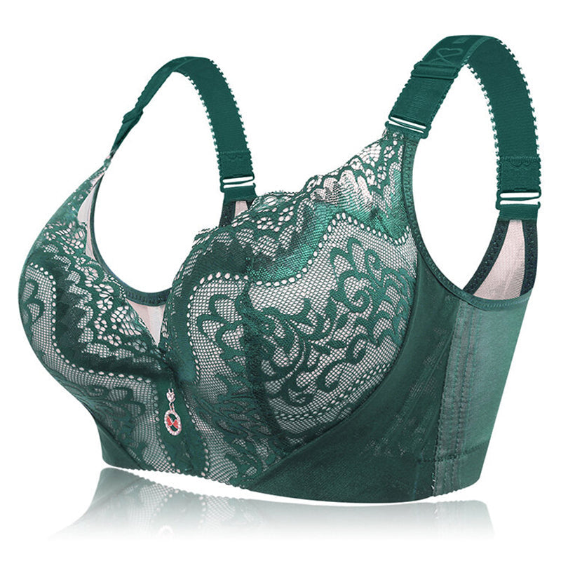 Plus Size Push Up Side Support Lace Bras - Green