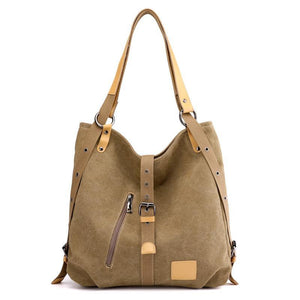 Women's Fashion Canvas Handbag Vintage Multifunction Backpack