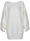 Comfortable Pullover Off-The-Shoulder Casual Loose Knit Sweater Mini Dress