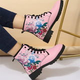 Stylish Rose High-top Ladies Pink Ankle Martin Boots