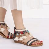 Women's Summer Boho Style Open Toe Tassels Beach Sandals