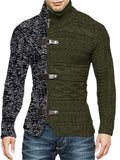 Contrast Color Zipper Turtle Neck Sweaters