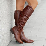 Stylish Side Zip Suede Knee High Boots for Women