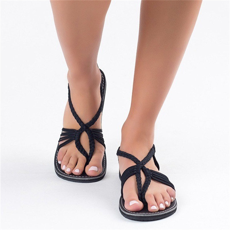Women's Knitted Fabric Breathable Beach Flat Sandals