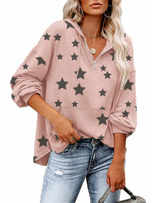 Fashion New Arrival Five-pointed Star Print Pocket Women's Hoodies