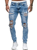 Street Fashion Slim-fit Ripped Denim Jeans For Men
