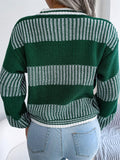 Comfy Contrast Color Leisure Long Sleeve Ladies Knitted Sweaters