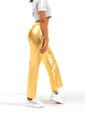 Women's High Waist Straight Leg Bright Metallic Pants