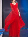 Elegant V Neck Fitted Waist Trumpet Maxi Dress for Evening Party
