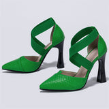 Chic Fashion Green Cross Straps Pumps For Ladies