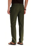 Men's Elastic Drawstring Waistband Casual Straight Cotton Pants