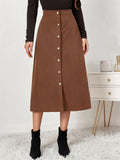 Female Autumn Winter Corduroy Single Breasted Skirts