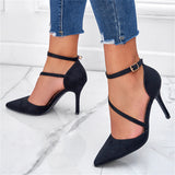 Charming Pointed Toe Buckle Thin High Heels Pumps for Lady