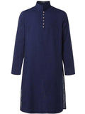 Men's Indian Traditional Kurta Solid Color Cotton Long Shirts Ethnic Outfits