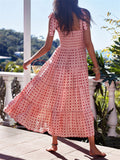 Summer Stylish Square Neck Print Strappy Dress