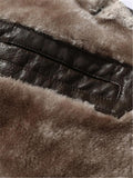 Men's Winter Warm Fur Lining PU Leather Jacket Coat