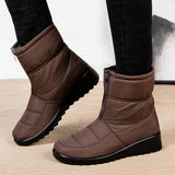 Waterproof Front Zipper Plush Ankle Boots