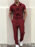 Stylish Summer Men's Oversized Short Sleeve Zipper Jumpsuits