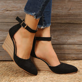 Women's Stylish Pointed Toe Ankle Strap Wedge Heel Sandals