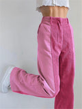 Fashionable Zipper Up Solid Color Corduroy Wide Leg Bootcut Pants
