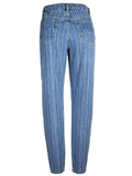 Street Style Washed Effect Stripe Denim Jeans for Women