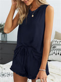 Women's Loose Cozy Round Neck Sleeveless Summer Sets