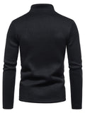 Solid Color High Collar Zip Up Base Tops for Men