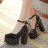 New Casual Black High-Heeled Shoes Sexy Thick Heels Platform Pumps