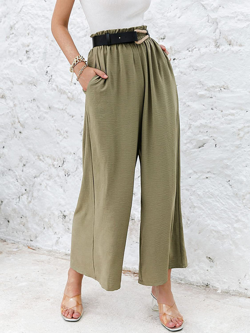 Women's Summer Ultra Soft High Waist Pockets Flowing Wide Leg Pants