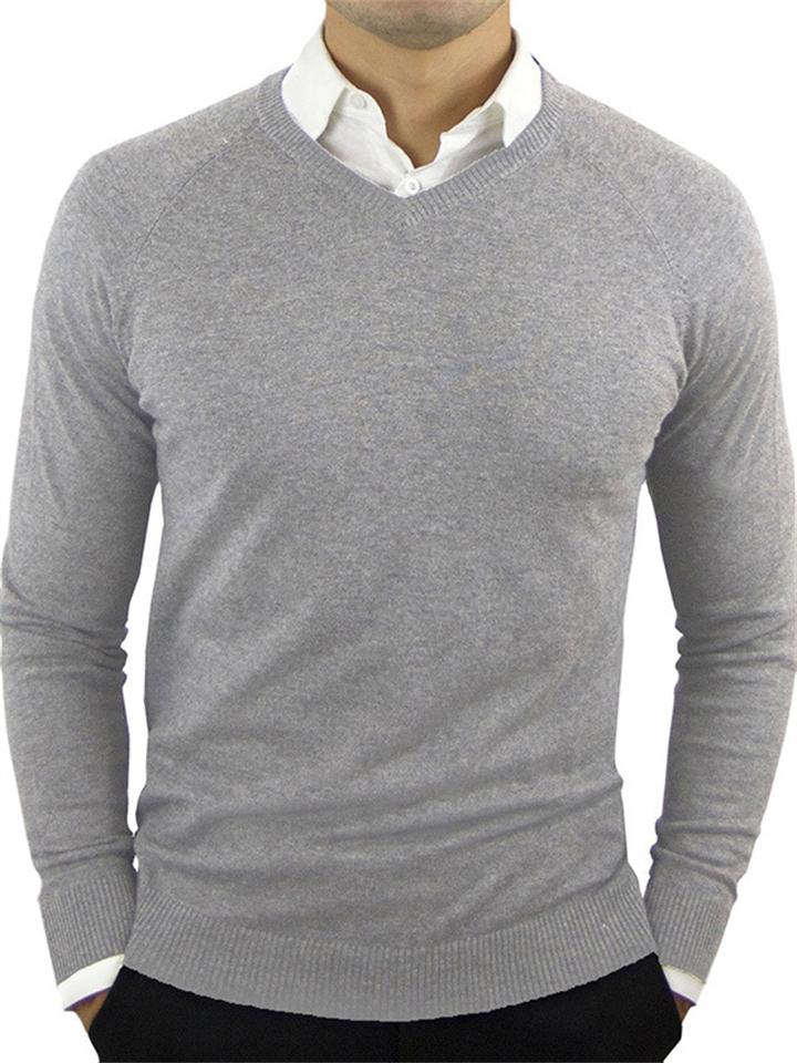 Men's V Neck Thermal Slim Sweaters