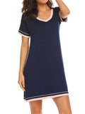 Cozy Simple Style Round Collar Contrasting Loose Home Dresses For Women