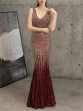 Exquisite Sequined V Neck Mermaid Maxi Dress for Evening Party