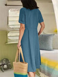 Women's Casual Holiday High Waist Cotton Linen Dress