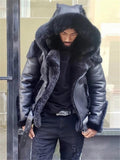 Mens Winter Hooded Luxury Fur Coat