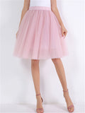 Simple Graceful Contrast Color Free Size Tulle Skirts For Women