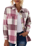 Stylish Loose Button Up Plaid Casual Comfy Shacket