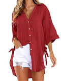 Irregular Half Sleeve Linen Shirts