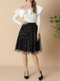 Ladies Elastic Waist Polka Dot Heart Print A-line Skirts