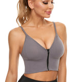 Front Zip Wireless Ribbed Removable Padded Yoga Bras