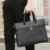 Stylish High-end Black Plaid Print Men's Office Handbags